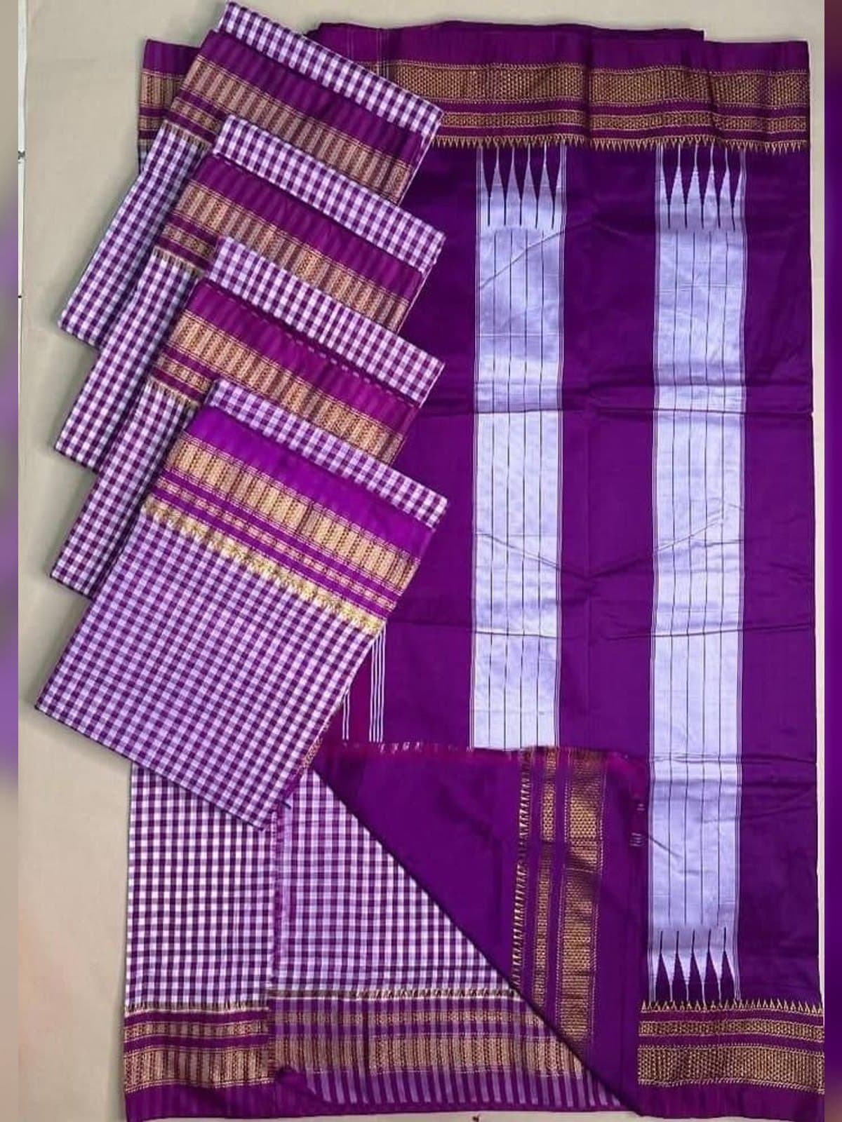 Pure Cotton (handloom) Saree — Deep/dark Multicolour
